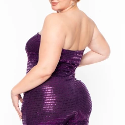 Curvy Sense Plus Size Shantel Sequin Jumpsuit - Violet Party Shop