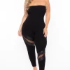 Curvy Sense Plus Size Strapless Fishnet Jumpsuit - Black 1 Curvy Sense Plus Size Strapless Fishnet Jumpsuit - Black