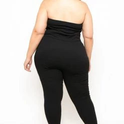 Curvy Sense Back In Stock Plus Size Strapless Zip-Front Jumpsuit - Black