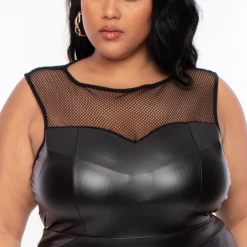 Curvy Sense Plus Size Taneesha Mesh Jumpsuit - Black