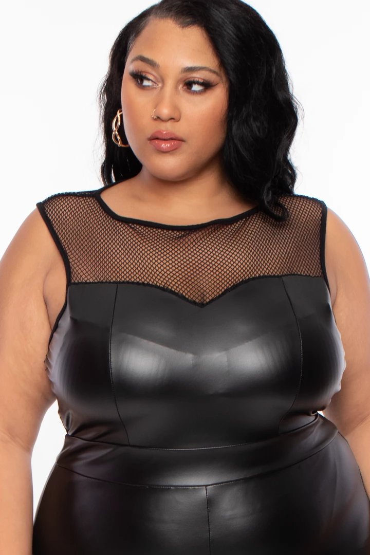 Curvy Sense Plus Size Taneesha Mesh Jumpsuit - Black 4 Curvy Sense Plus Size Taneesha Mesh Jumpsuit - Black