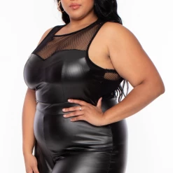 Curvy Sense Plus Size Taneesha Mesh Jumpsuit - Black 8 Curvy Sense Plus Size Taneesha Mesh Jumpsuit - Black
