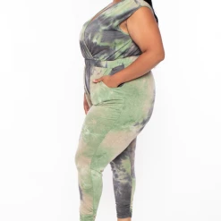 Curvy Sense Party Jumpsuilts Plus Size Tie Dye Print Jumpsuit - Olive 10 Curvy Sense Party Jumpsuilts Plus Size Tie Dye Print Jumpsuit - Olive