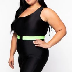 Curvy Sense Party Jumpsuilts Plus Size Totally Rad Bodycon Romper - Black