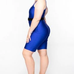 Curvy Sense Plus Size Totally Rad Bodycon Romper - Royal Blue