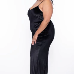 Curvy Sense Party Jumpsuilts Plus Size Veronica Velour Catsuit - Black