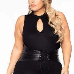 Curvy Sense Party Jumpsuilts Plus Size Waist Snatcher Jumpsuit - Black