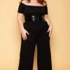 Curvy Sense New Arrivals Plus Size Waist Snatcher Wide Leg Jumpsuit - Black