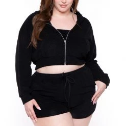 Curvy Sense Plus Size Abbey 3 Piece Matching Set - Black
