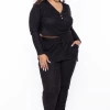 Curvy Sense Plus Size Mila Lounge Jogger Set - Black Matching Sets