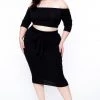 Curvy Sense Plus Size Off The Shoulder Matching Set - Black Back In Stock