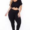 Curvy Sense Plus Size Sugar Tee And Leggings Set - Black
