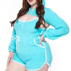 Curvy Sense New Arrivals Plus Size Emma 2 Piece Romper Set - Blue