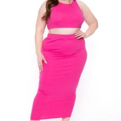 Curvy Sense Plus Size Candace Tank And Skirt Matching Set - Hot Pink 11 Curvy Sense Plus Size Candace Tank And Skirt Matching Set - Hot Pink