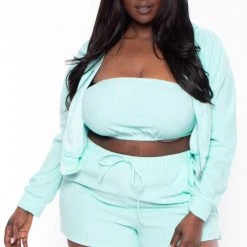 Curvy Sense Plus Size Abbey 3 Piece Matching Set - Mint