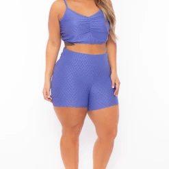 Curvy Sense Matching Sets Plus Size Larisa Textured Matching Set - Purple