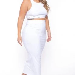 Curvy Sense Plus Size Candace Tank And Skirt Matching Set - White New Arrivals 10 Curvy Sense Plus Size Candace Tank And Skirt Matching Set - White New Arrivals