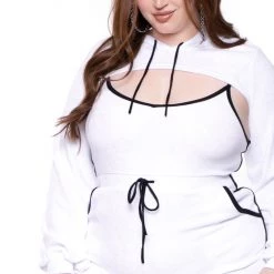 Curvy Sense Plus Size Emma 2 Piece Romper Set - White