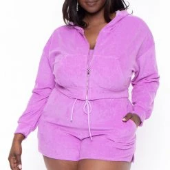 Curvy Sense Plus Size Abbey 3 Piece Matching Set - Purple New Arrivals