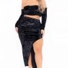 Curvy Sense Plus Size Amara Velour Ruched Matching Set - Black Matching Sets