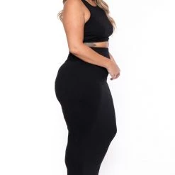 Curvy Sense Plus Size Candace Tank And Skirt Matching Set - Black New Arrivals
