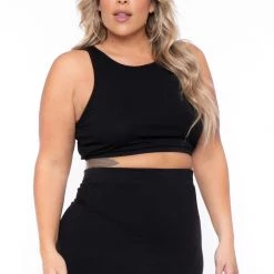 Curvy Sense Plus Size Candace Tank And Skirt Matching Set - Black New Arrivals