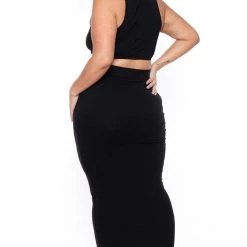 Curvy Sense Plus Size Candace Tank And Skirt Matching Set - Black New Arrivals