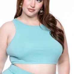 Curvy Sense Plus Size Candace Tank And Skirt Matching Set - Teal
