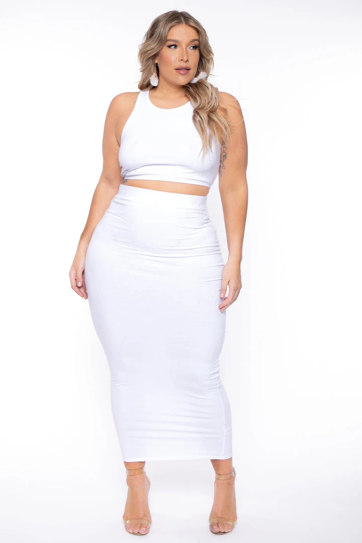 Curvy Sense Plus Size Candace Tank And Skirt Matching Set - White New Arrivals 3 Curvy Sense Plus Size Candace Tank And Skirt Matching Set - White New Arrivals