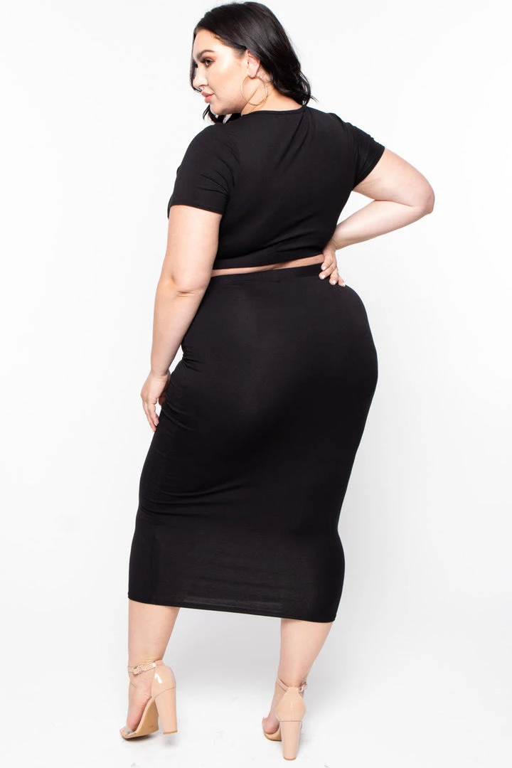 Curvy Sense Little Black Styles Plus Size Carmen Top & Skirt Matching Set - Black 5 Curvy Sense Little Black Styles Plus Size Carmen Top & Skirt Matching Set - Black