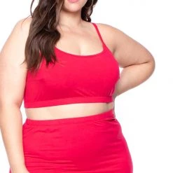 Curvy Sense Plus Size Connie Crop Top & Skirt Set - Red 11 Curvy Sense Plus Size Connie Crop Top & Skirt Set - Red