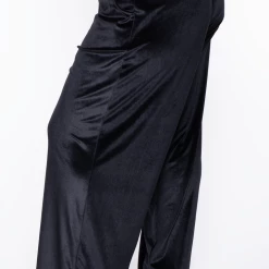 Curvy Sense Plus Size Eloise Velour Bandeau & Pant Set - Black Matching Sets