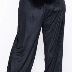Curvy Sense Plus Size Eloise Velour Bandeau & Pant Set - Black Matching Sets