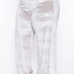 Curvy Sense Plus Size Eloise Velour Bandeau & Pant Set - Stone