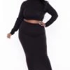 Curvy Sense Plus Size Emilia Matching Skirt Set- Black Sets
