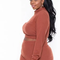 Curvy Sense Plus Size Emilia Matching Skirt Set- Rust 9 Curvy Sense Plus Size Emilia Matching Skirt Set- Rust