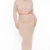 Curvy Sense Plus Size Emilia Matching Skirt Set- Taupe