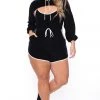 Curvy Sense Plus Size Emma 2 Piece Romper Set - Black New Arrivals