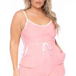 Curvy Sense New Arrivals Plus Size Emma 2 Piece Romper Set - Coral