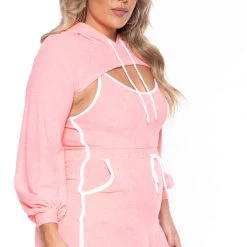 Curvy Sense New Arrivals Plus Size Emma 2 Piece Romper Set - Coral