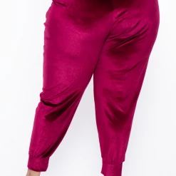 Curvy Sense Plus Size Gaby Velour Tank & Jogger Set - Burgundy Matching Sets 19 Curvy Sense Plus Size Gaby Velour Tank & Jogger Set - Burgundy Matching Sets