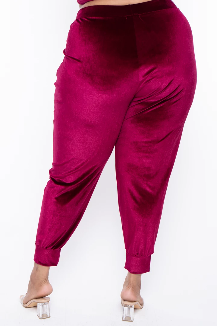 Curvy Sense Plus Size Gaby Velour Tank & Jogger Set - Burgundy Matching Sets 10 Curvy Sense Plus Size Gaby Velour Tank & Jogger Set - Burgundy Matching Sets
