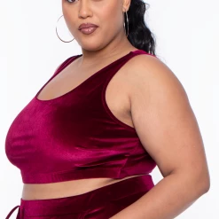 Curvy Sense Plus Size Gaby Velour Tank & Jogger Set - Burgundy Matching Sets 15 Curvy Sense Plus Size Gaby Velour Tank & Jogger Set - Burgundy Matching Sets