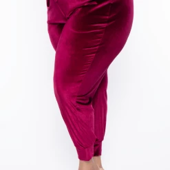 Curvy Sense Plus Size Gaby Velour Tank & Jogger Set - Burgundy Matching Sets 16 Curvy Sense Plus Size Gaby Velour Tank & Jogger Set - Burgundy Matching Sets