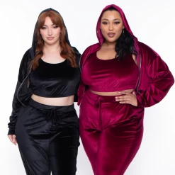 Curvy Sense Plus Size Gaby Velour Tank & Jogger Set - Burgundy Matching Sets 20 Curvy Sense Plus Size Gaby Velour Tank & Jogger Set - Burgundy Matching Sets