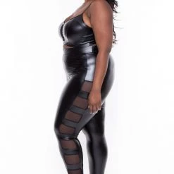 Curvy Sense Plus Size Jayde Faux Leather Matching Set - Black Sets