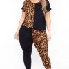 Curvy Sense Plus Size Kady Leopard Matching Set- Brown Sets