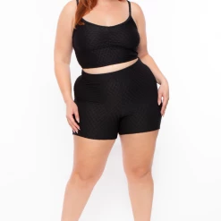 Curvy Sense Plus Size Larisa Textured Matching Set - Black Matching Sets