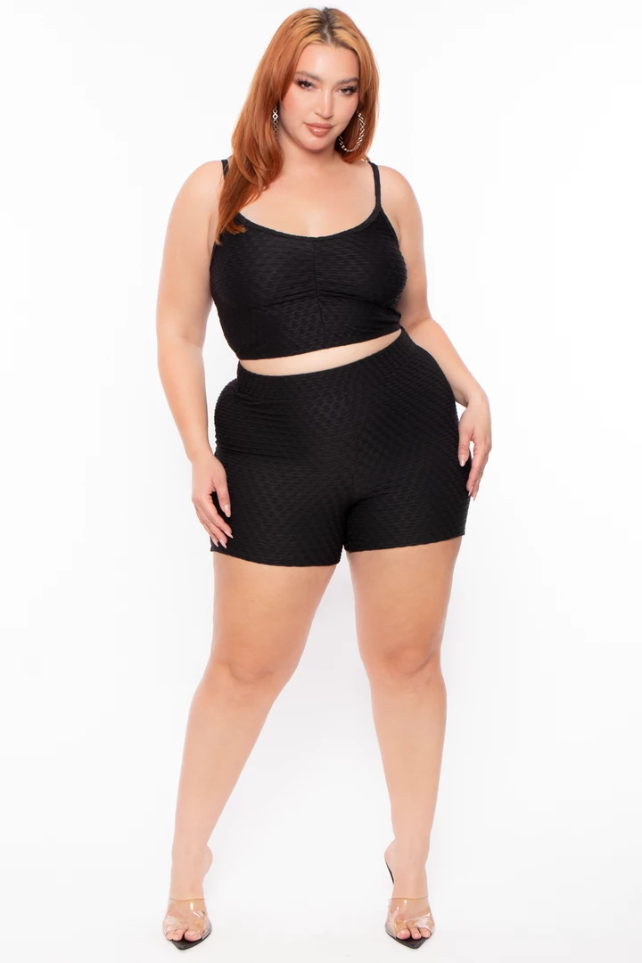 Curvy Sense Plus Size Larisa Textured Matching Set - Black Matching Sets 3 Curvy Sense Plus Size Larisa Textured Matching Set - Black Matching Sets