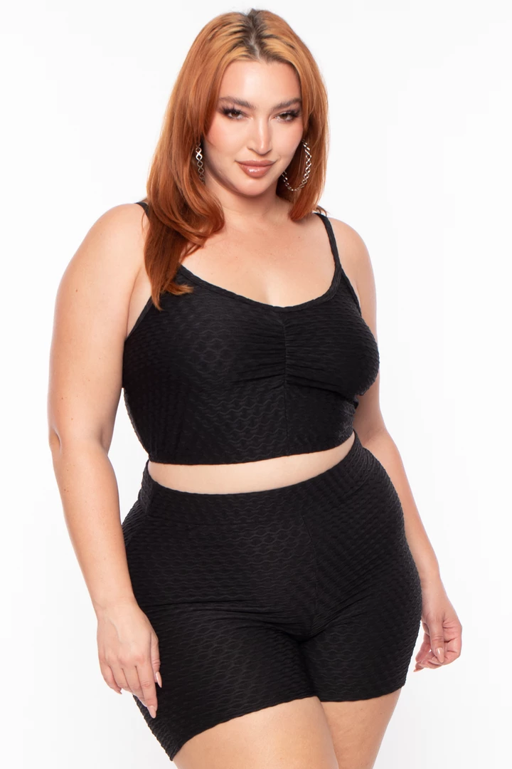 Curvy Sense Plus Size Larisa Textured Matching Set - Black Matching Sets 4 Curvy Sense Plus Size Larisa Textured Matching Set - Black Matching Sets